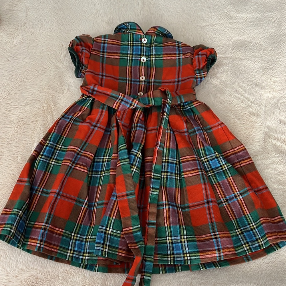 Oscar de la Renta Red and Green Plaid Girls' Holiday Dress - Picture 4 of 12